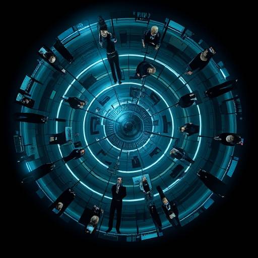 Affiche de la série Engrenages (Spiral), représentant des policiers et des avocats dans un réseau complexe.