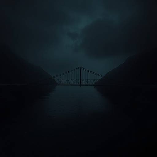 Affiche de la série The Bridge, montrant un pont sombre reliant deux pays.