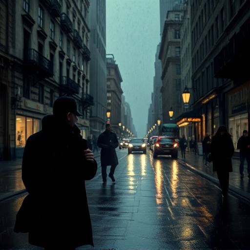 Affiche de la série The Killing, mettant en scène des détectives sombres dans un environnement pluvieux.